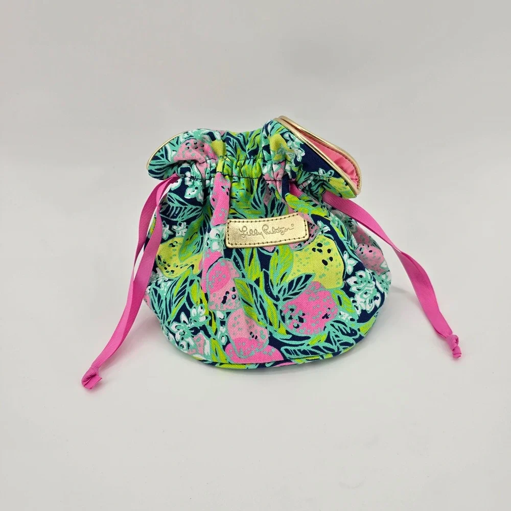 Lilly Pulitzer Jewelry Cosmetic Pouch Drawstring Tropical Spill the Juice NWOT